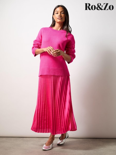 Ro&Zo Pink Petite Pleated Midi Skirt (AG2198) | 220 QAR