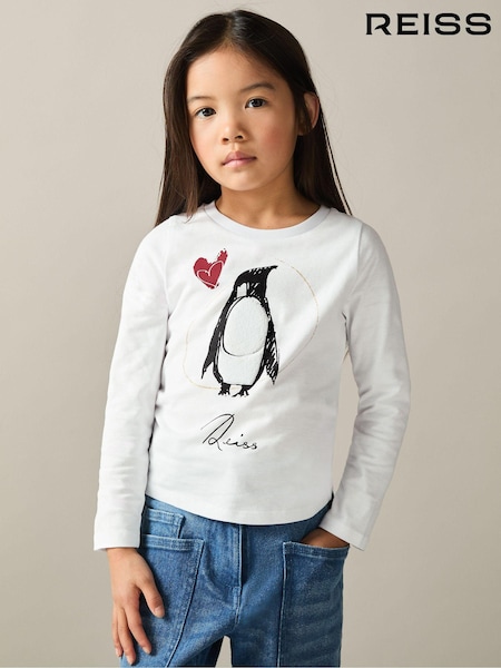Reiss Marli Cotton Christmas Penguin-Print Logo T-Shirt (AG2242) | 30 €