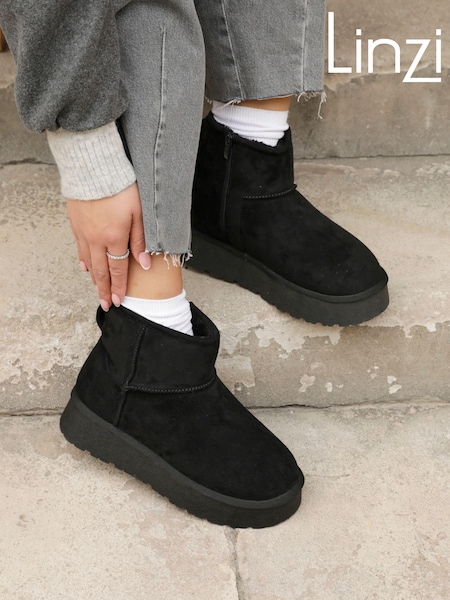 Linzi Black Cammie Platform Ankle Boots With Inside Zip (AG2248) | R$ 345
