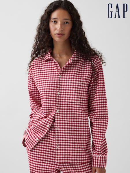 Czerwona krata gingham - Top piżamowy Gap z bardzo miękkiej flaneli