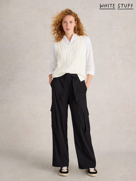 White Stuff Black Fern Wide Leg Cargo Trousers (AG2319) | 217 QAR