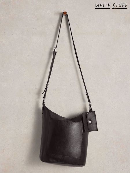 White Stuff Black Fern Leather Crossbody Bag (AG2333) | ₪373
