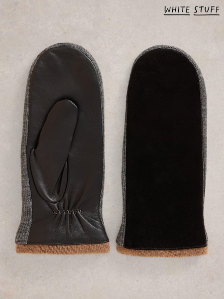 White Stuff Black Suede Mitten Gloves (AG2339) | AED131