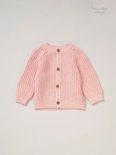 Vaaleanpunainen - Rock-a-bye Baby Boutique 100% Cotton Cardigan With Embroidery Back Detail (AG2376) | €32