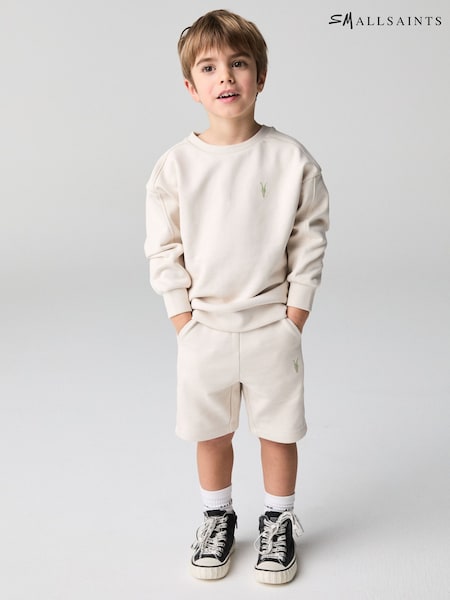 smALLSAINTS Natural Younger Boys Oversized Ramskull Sweatshirt and Shorts Set (AG2385) | AED210 - AED221