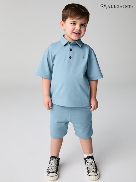 smALLSAINTS Blue Younger Boys Ramskull 100% Cotton Polo Shirt and Shorts Set (AG2386) | €48 - €51