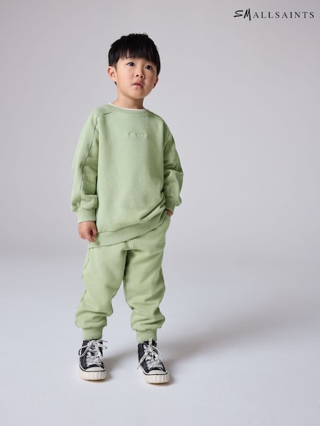 smALLSAINTS Green Younger Boys Oversized Logo 100% Cotton Sweatshirt and Joggers Set (AG2394) | AED221 - AED233