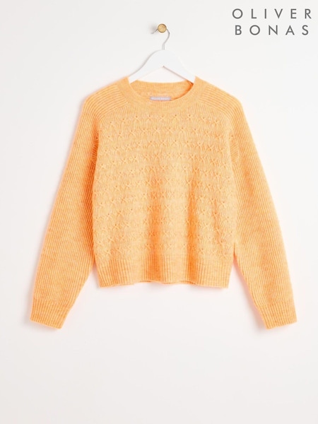 Oliver Bonas Peach Cable Knit Ribbed Jumper (AG2510) | 250 LEI