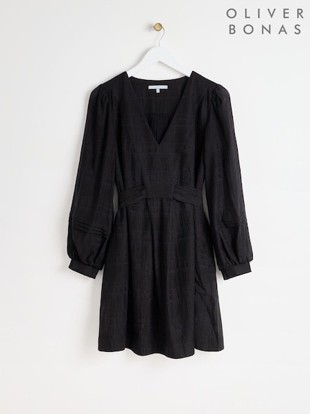 Oliver Bonas Black Luminous Floral Mini Dress (AG2548) | €60