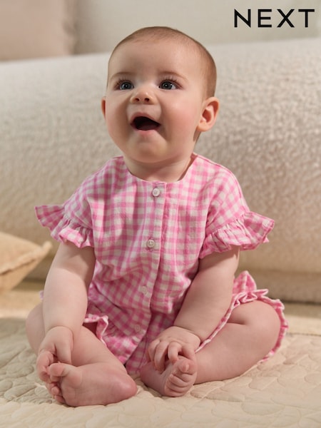 Pink Gingham 100% Cotton Baby Shirt And Shorts Set (0mths-3yrs) (AG2699) | kr267 - kr301