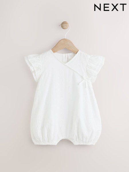 Valkoinen Broderie anglise - Baby 100% Cotton Romper (0mths-2yrs) (AG2701) | €20 - €23
