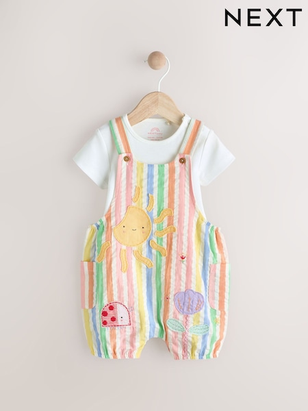 Multi Baby Short Sleeve Bodysuit and Dungarees Set (0mths-2yrs) (AG2703) | kr317 - kr351