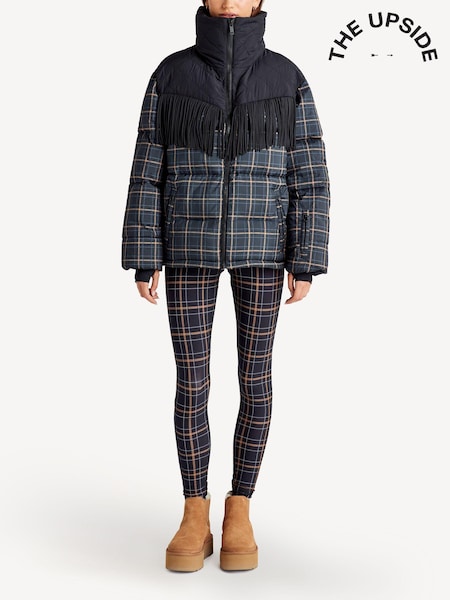 The Upside Black Check Lumiere Fox Puffer Jacket (AG2798) | €410