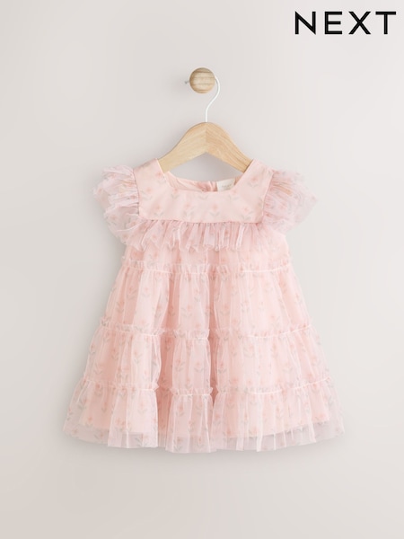 وردي - Mesh Baby Dress (0mths-2yrs) (AG2877) | ‏84 ر.س.‏ - ‏95 ر.س.‏