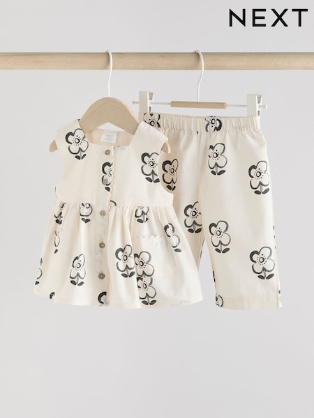 Black/White Floral Baby Printed Baby Sleeveless Top and Trouser 2 Piece Set (0mths-2yrs) (AG2881) | €29 - €32