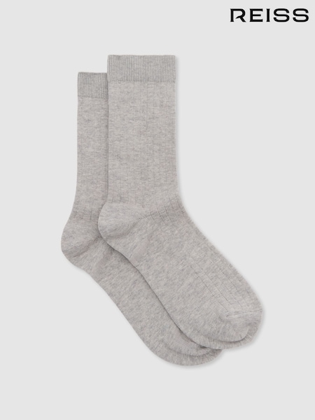 Marl gris - Chaussettes Reiss Felicia côtelées en coton mélangé