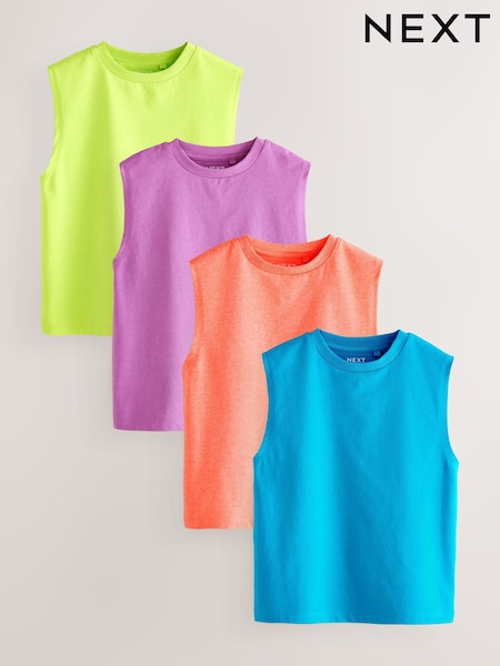 Azul/Verde/Coral/Morado - Fluro Tank Vest 4 Pack (3-16yrs) (AG3068) | 21 € - 29 €