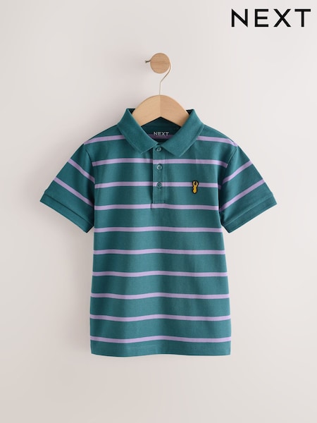Green/Purple Stripe Short Sleeve Polo Shirt (3-16yrs) (AG3389) | SGD 19 - SGD 28