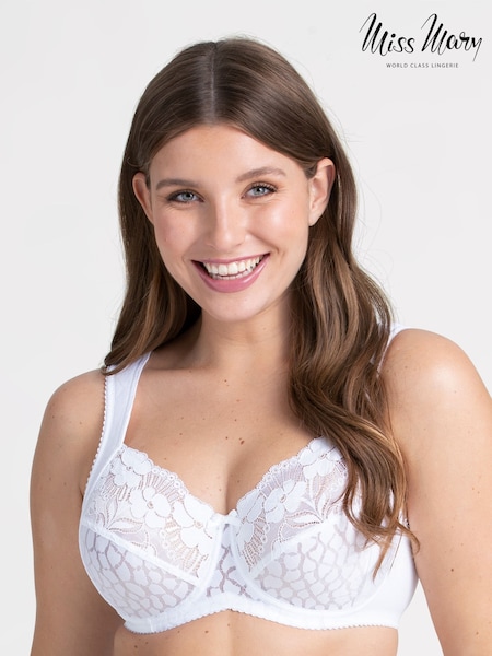 Miss Mary of Sweden White Jacquard & Lace Underwired Bra (AG3447) | AED154