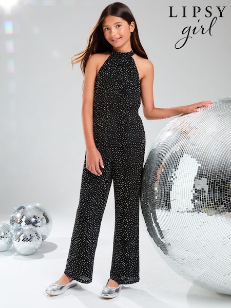 Lipsy Hotfix Halter Party Jumpsuit (5-16yrs) (AG3469) | ‏126 د.إ.‏ - ‏ 153‏ د.إ.