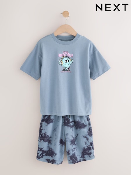 Blue Tie Dye Relaxed Fit Short Sleeve T-Shirt and Shorts Set (3-16yrs) (AG3524) | AED76 - AED117