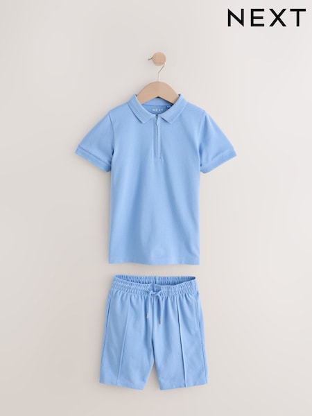 Blue Zip Neck Polo Shirt And Shorts Set (3-16yrs) (AG3526) | 535 UAH - 865 UAH