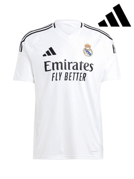 adidas Pearl White Real Madrid Home Shirt 2024-25 with Mbappé 9 Printing (AG3558) | R$ 940