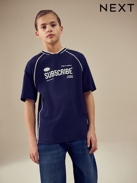 Azul marino - 100% Cotton Sub5cribe Short Sleeve Sports T-Shirt (3-16yrs) (AG3614) | 12 € - 17 €