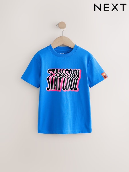 Blue Stay Cool Regular Fit Short Sleeve Graphic 100% Cotton T-Shirt (3-16yrs) (AG3621) | 35 QAR - 49 QAR