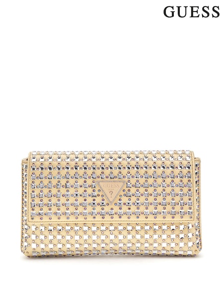 Guess Gold Diamante Zalina Flap Clutch Cross-Body Bag (AG3631) | €193