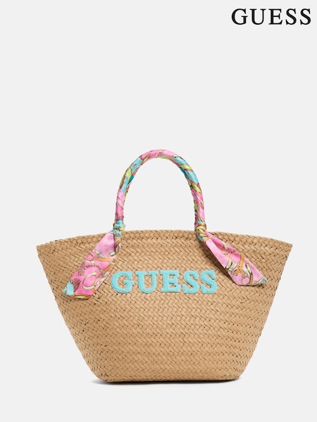Guess Natural Straw Logo Beach Bag (AG3645) | R$ 690