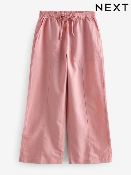Blush Wide Leg Pull-On Linen Blend Trousers (AG3669) | kr434