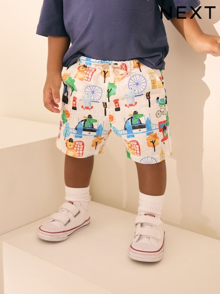 London Print Linen Blend Pull-On Shorts (3mths-7yrs) (AG3797) | 37 QAR - 47 QAR