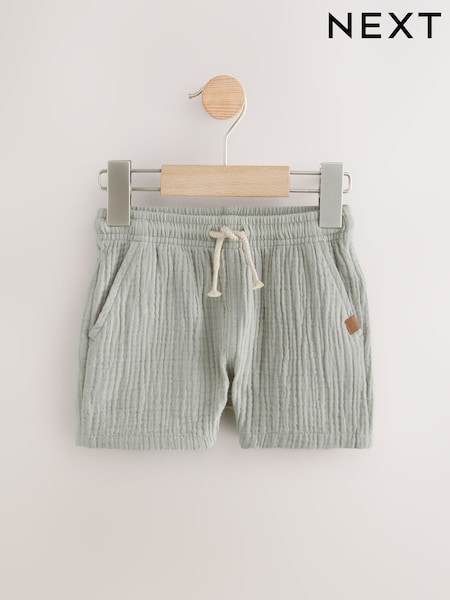 Sage Green Soft Textured Pull On Shorts (3mths-7yrs) (AG3798) | €10 - €13