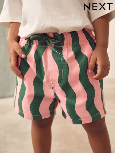 Green/Pink Stripe Pull On Shorts (3mths-7yrs) (AG3824) | R$ 60 - R$ 80