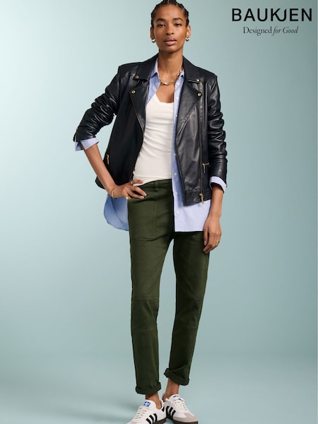 Baukjen Green Oralie Organic Stretch Cotton Cargo Trousers (AG3831) | 83 €