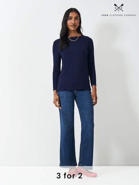 Crew Clothing Company Blue Jemma Boat Neck Top (AG3865) | €38