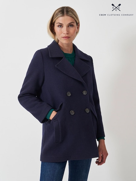 Crew Clothing Blue Wool Blend Pea Coat (AG3880) | R$ 1,670