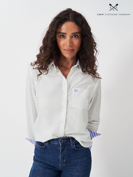 Crew Clothing White Poplin 100% Cotton Shirt (AG3920) | 292 QAR