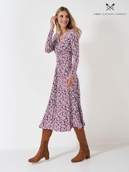 Crew Clothing Red Long Sleeve Twist-Front Jersey Dress (AG3936) | €56