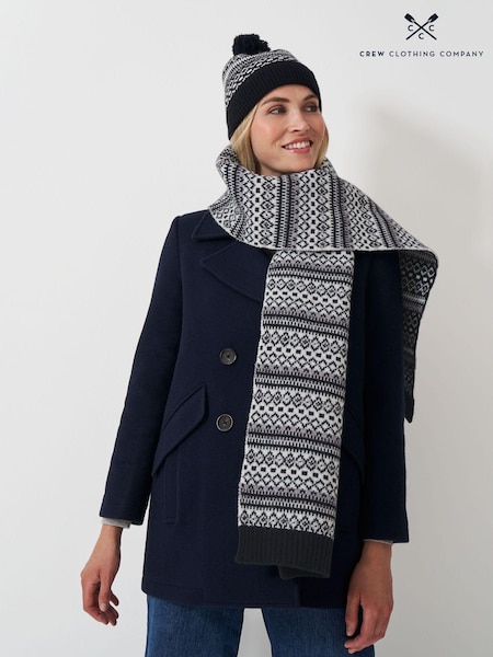 Crew Clothing Black Fairisle Pattern Scarf (AG3944) | €31