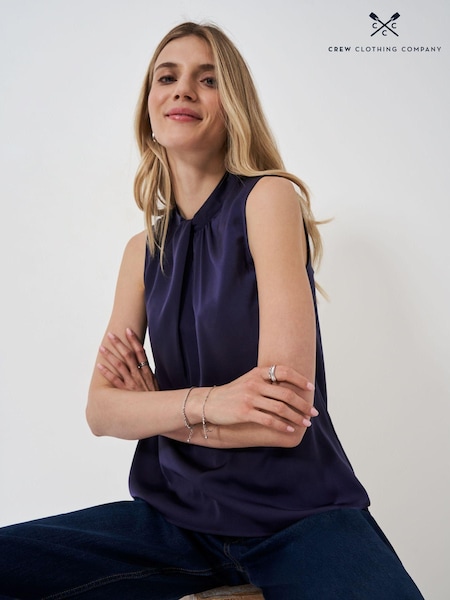 Crew Clothing Dark Blue Twist Neck Shell Top (AG3952) | 136 QAR