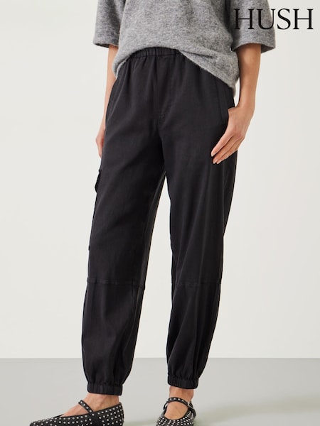 Hush Black Ava Washed Cargo Trousers (AG3957) | €138