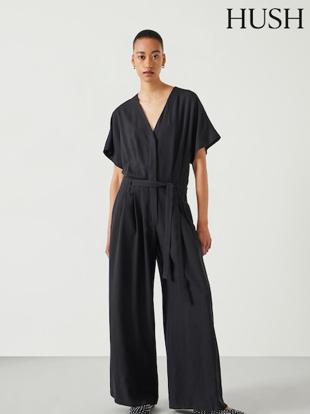 Hush Black Marie Pleat Jumpsuit (AG3963) | 346 QAR