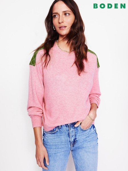 Boden Pink Quilted Patch Jumper (AG3984) | €75