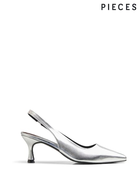 PIECES Metallic Slingback Court Heeled Sandals (AG4071) | €13