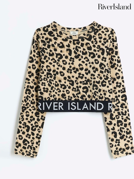 River Island Cream Girls Animal Print 100% Cotton Top (AG4072) | AED41