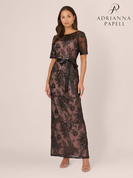 Adrianna Papell Studio Sequin Lace Mermaid Black Dress (AG4081) | € 279