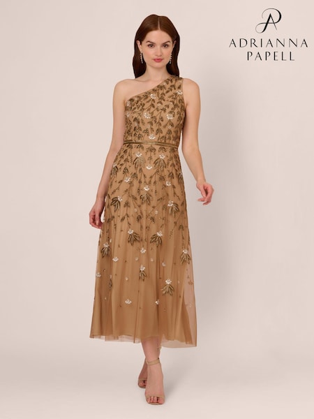 Adrianna Papell Metallic Beaded Ankle Length Dress (AG4086) | €231