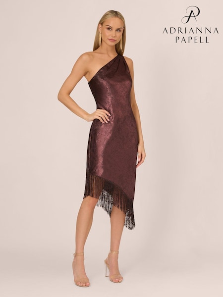 Adrianna Papell Burgundy Red Foil Woven Cocktail Dress (AG4094) | €165